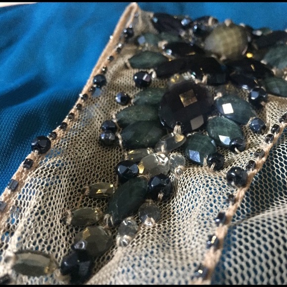 SIZE 4 Adrianna Papell Blue Drape Shoulder Dress - Picture 6 of 8